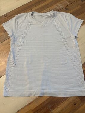 lululemon athletica White Perforated Crew Neck Short Sleeve Tee